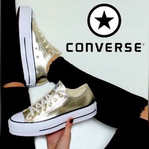Converse Gold platform shoes